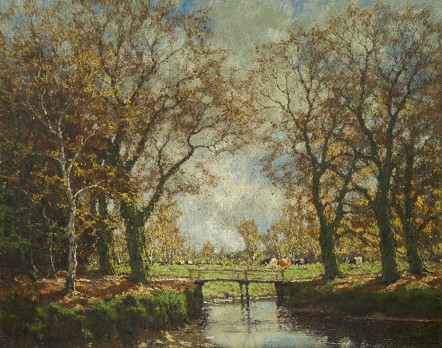 Gorter A.M.  | Landscape with brook and cattle, oil on canvas 62.3 x 79.1 cm, signed l.r.
