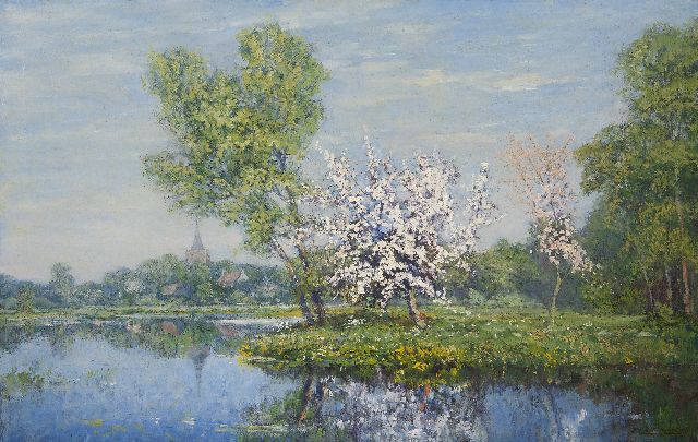 Schaap E.R.D.  | A spring landscape near Kortenhoef, oil on canvas 58.3 x 92.0 cm, signed l.r. and dated 1914