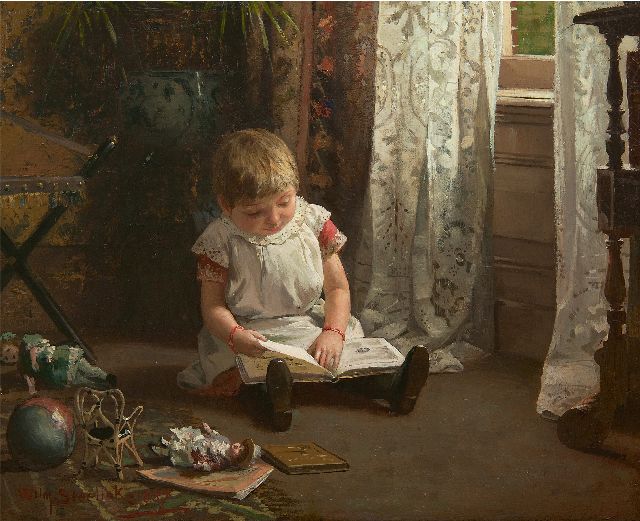 Willem Steelink jr. | The picture book, oil on canvas, 37.8 x 47.3 cm, signed l.l. and dated 1887