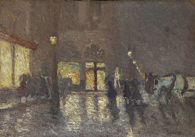 Niekerk M.J.  | Evening in Brussels, oil on canvas 39.2 x 55.4 cm, signed l.r.