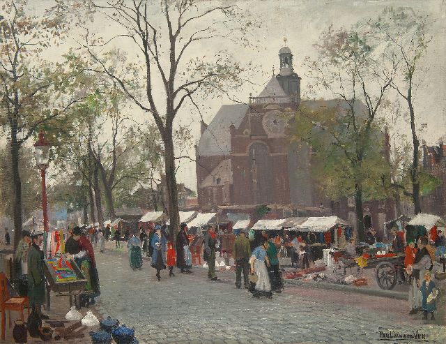 Ven P.J. van der | Marketday on the Noordermarkt, Amsterdam, oil on canvas 84.4 x 109.8 cm, signed l.r. and on the stretcher