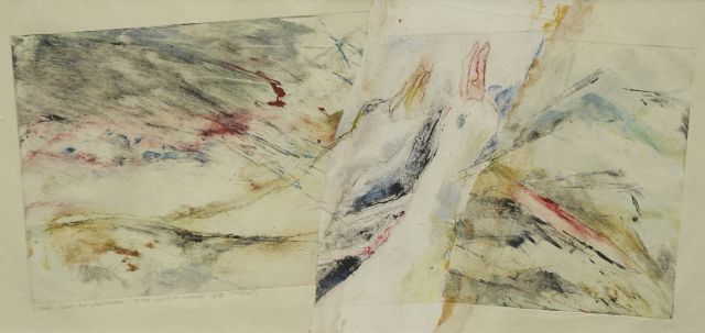 Stoel E.  | Dance of the birds, mixed media on paper 25.0 x 51.7 cm, signed l.l. (in pencil) and without frame