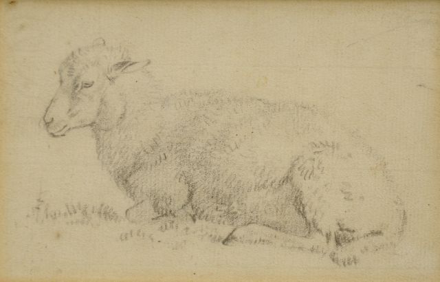 Koekkoek B.C.  | Study of a lamb, chalk on paper 7.3 x 11.3 cm