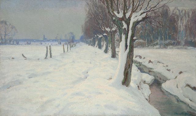 Johan Meijer | Winter near Blaricum, oil on canvas, 60.7 x 100.8 cm, signed l.r. and without frame