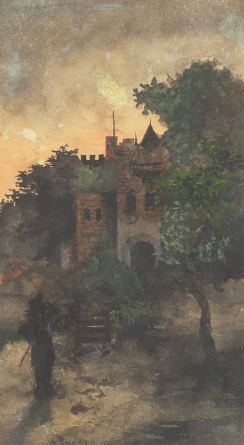 Hem P. van der | Daydreaming, watercolour on paper 18.8 x 10.4 cm, signed l.l. and painted ca 1902