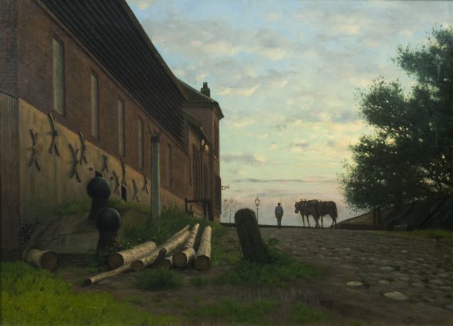 Willemsen W.J.  | Workman and his horses on the Rijnkade, Arnhem, oil on canvas 50.5 x 69.9 cm, signed l.r. and without frame