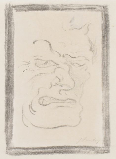 Bendien J.  | Angry face, drawing on paper 17.0 x 12.0 cm