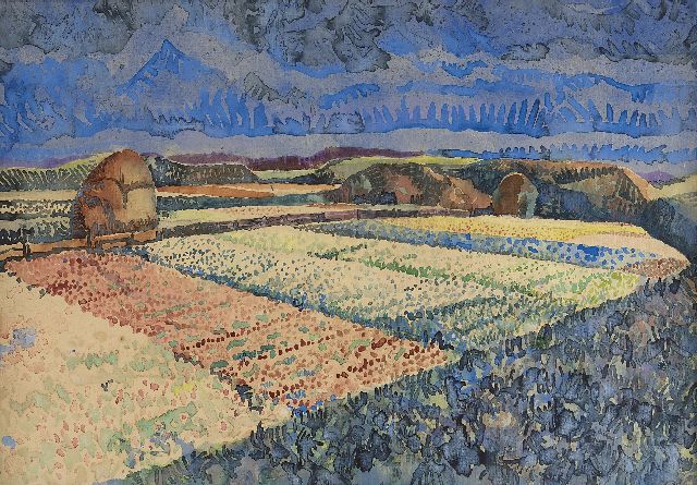 Bieling H.F.  | Bulb fields, watercolour on paper 47.8 x 68.0 cm, signed l.r. and dated '26