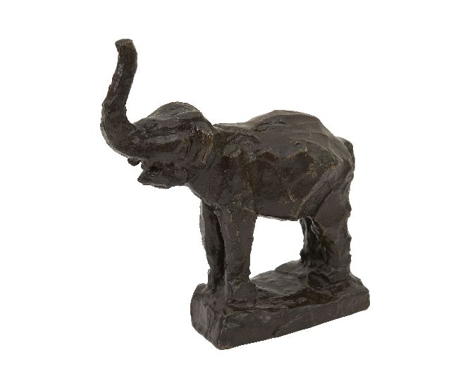 Zijl L.  | A baby elephant, patinated bronze 14.5 x 12.5 cm, signed with initials on the base and executed in 1916