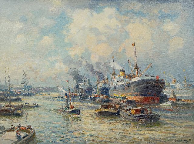 Evert Moll | Harbour view, Rotterdam, oil on canvas, 60.8 x 80.7 cm, signed l.r. and without frame