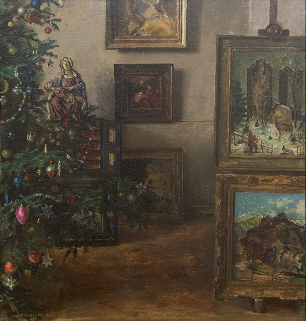 Rimböck M.  | A Christmas interior, oil on asbestos 61.3 x 58.3 cm, signed l.l. and dated 1936