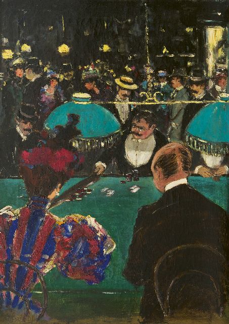 Onbekend | An evening at the casino, oil on canvas, 65.0 x 47.2 cm, signed l..l. 'P.P. Fuchs' and 1920-1930