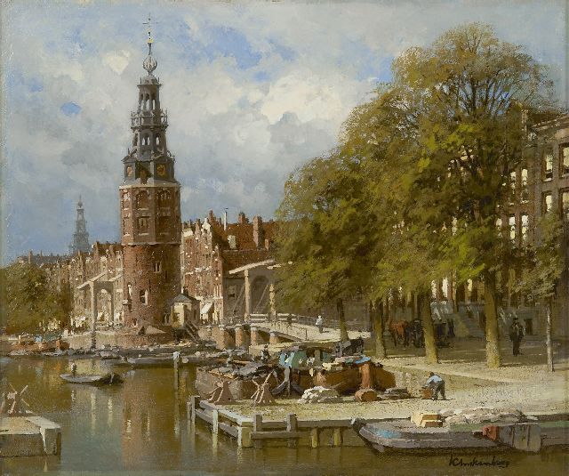 Karel Klinkenberg | The Montelbaanstoren near the Kalkmarktsluis, Amsterdam, oil on canvas, 39.3 x 47.3 cm, signed l.r.