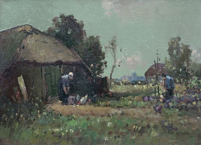 Knikker A.  | Farmyard, oil on canvas 26.2 x 35.4 cm, signed l.r.