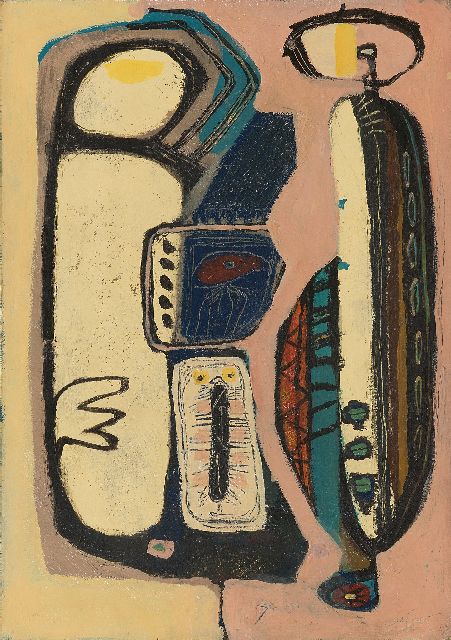 Rooskens J.A.  | Composition, oil on board 49.6 x 35.2 cm, painted ca. mid 50s