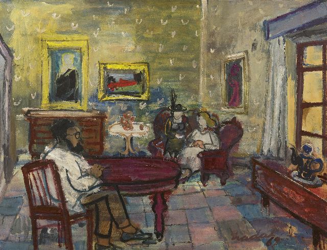 Nadal (Carles Nadal Farreras) C.  | Interior with figures, oil on paper laid down on canvas 49.9 x 65.0 cm, signed l.r. and dated '69