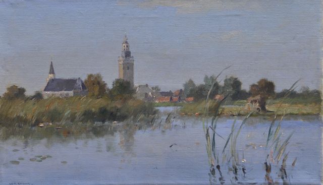 Aris Knikker | View of Nieuwkoop, oil on canvas, 30.3 x 50.3 cm, signed l.l. and without frame