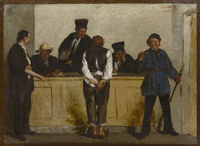 Herbo L.  | The trial, oil on canvas 56.3 x 76.1 cm, signed u.r.