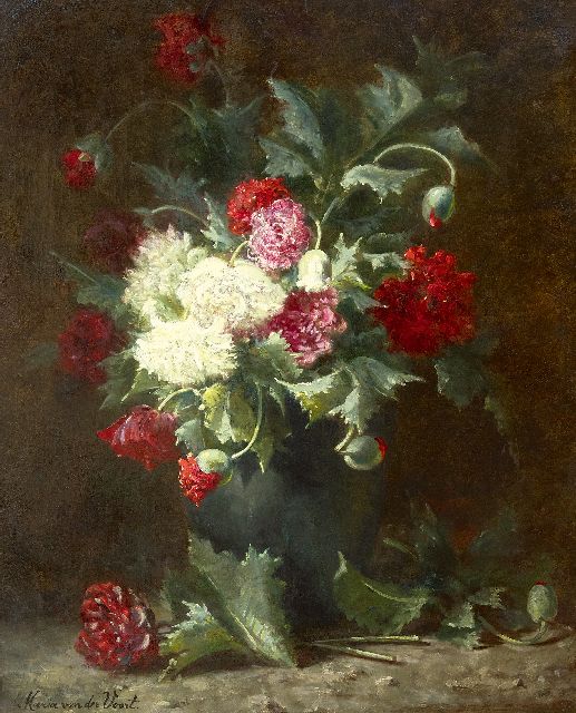 Voort in de Betouw-Nourney M. van der | Poppies in a vase, oil on canvas 79.7 x 66.8 cm, signed l.l.