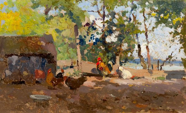 Vreedenburgh C.  | Poultry on a farmyard, oil on board 30.2 x 48.8 cm, signed l.r. and dated '09