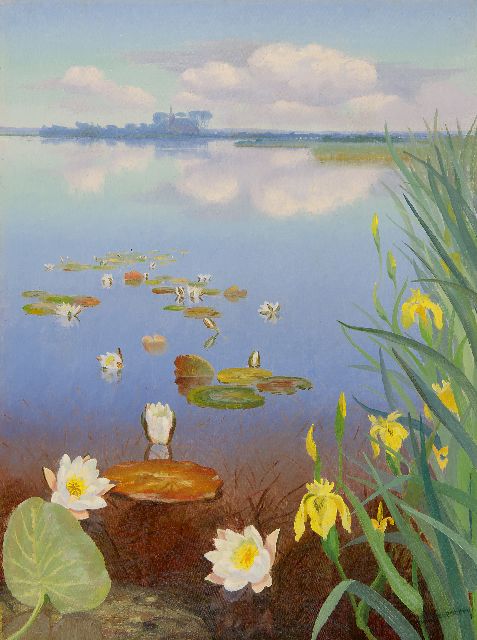 Smorenberg D.  | A view of a lake with water lilies, oil on canvas 60.1 x 45.0 cm, signed l.r. and painted ca. 1930