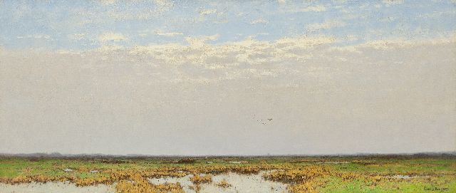 Cornelis Kuijpers | An extensive polder landscape, oil on canvas, 56.3 x 132.3 cm, signed l.r.