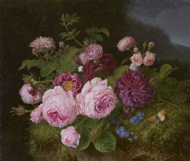 Knip H.G.  | Roses on the forest soil, oil on canvas 36.3 x 42.7 cm