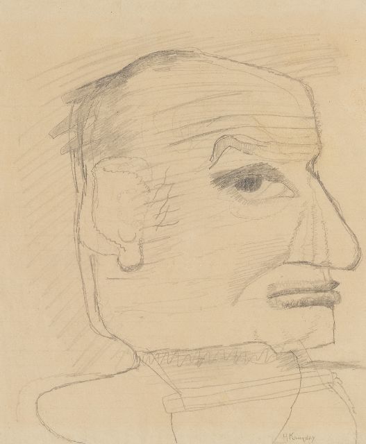 Herman Kruyder | Self-portrait (probably), pencil on paper, 25.0 x 21.0 cm, signed l.r.