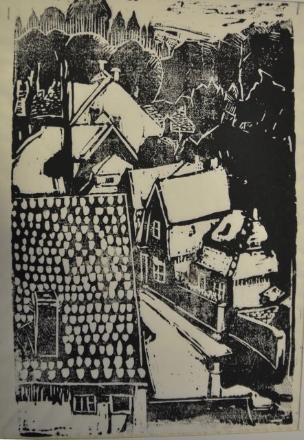 Kruyder H.J.  | Village scene (Blaricum), woodcut on Japanese paper 21.5 x 14.5 cm