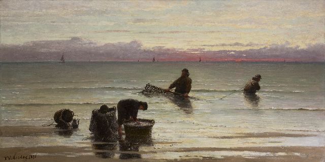 Mesdag H.W.  | Shrimp Fishers, oil on canvas 90.8 x 180.5 cm, signed l.l. and dated 1873