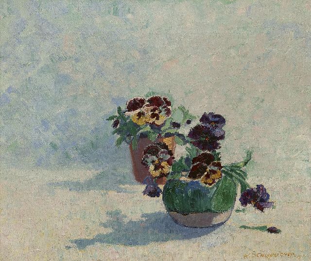 Wim Schuhmacher | Ginger jar with violets, oil on canvas, 34.5 x 40.3 cm, signed l.r. and dated 1914