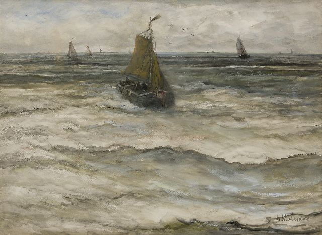 Hendrik Willem Mesdag | Returning fishing boat, watercolour on paper, 53.0 x 73.5 cm, signed l.r.