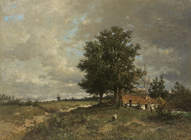 Anton Mauve | Summer landscape with a farm and windmill, oil on canvas, 75.0 x 101.7 cm, signed l.r. and painted ca. 1870