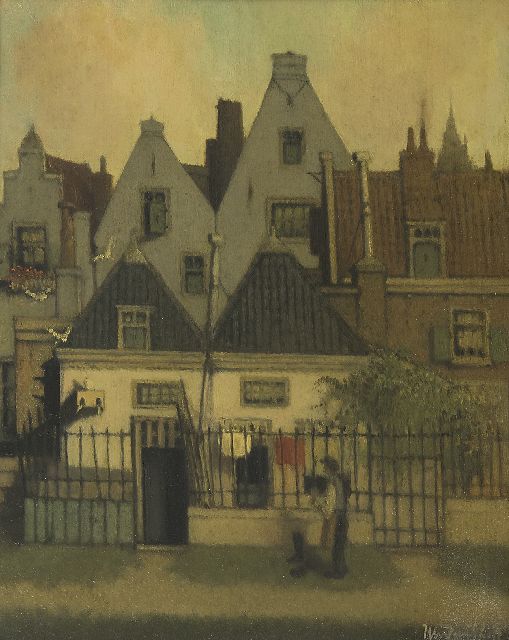 Daalhoff H.A. van | A town view, oil on panel 40.3 x 32.1 cm, signed l.r.