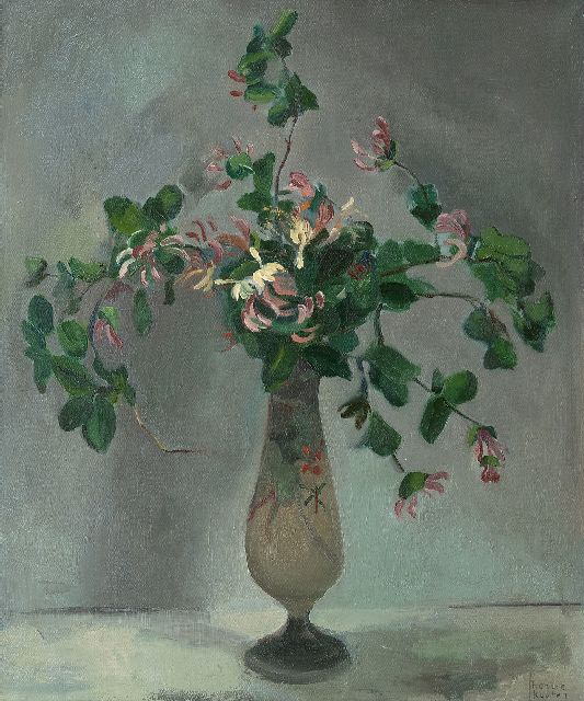 Harrie Kuijten | Honeysuckle in a vase, oil on canvas, 66.4 x 55.5 cm, signed l.r.