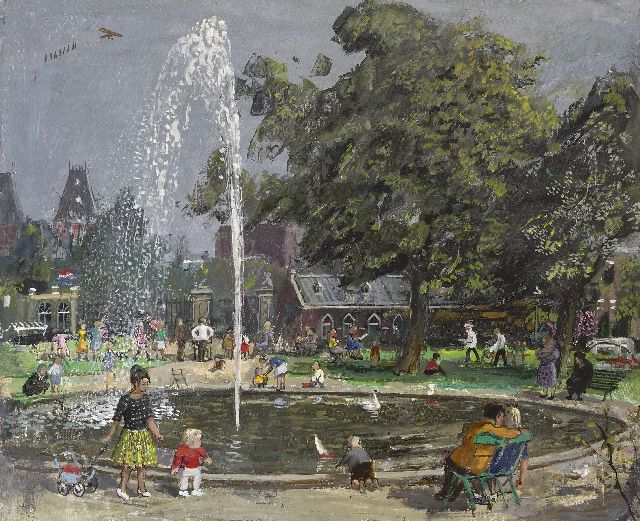 Kamerlingh Onnes H.H.  | A summer afternoon in the park, oil on canvas 50.4 x 61.2 cm, signed l.l. with monogram and dated '63