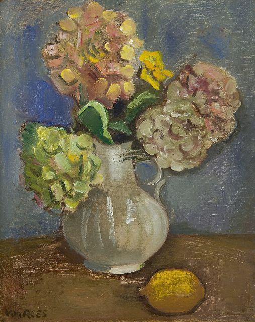 Otto van Rees | Still life with hydrangea and a lemon, oil on canvas, 50.5 x 40.5 cm, signed l.l.