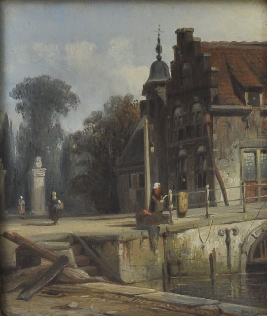 Elias Pieter van Bommel | Stadsgezicht i.o., olieverf op paneel, 12,0 x 16,0 cm