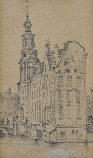 Karel Klinkenberg | The Munt, drawing on paper, 9.0 x 15.0 cm, signed l.r.