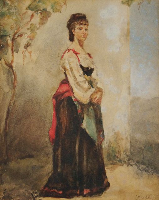 Johannes Anthonie Balthasar Stroebel | Italienne, aquarel op papier, 28,7 x 22,5 cm, gesigneerd r.o.