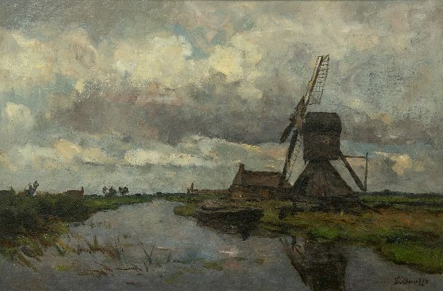 Victor Bauffe | Windmill on a canal, oil on canvas, 41.8 x 61.9 cm, signed l.r.