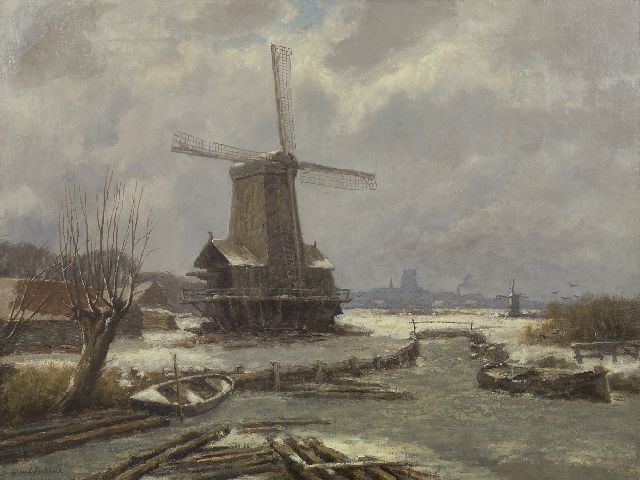 Gerard Koekkoek | Winter landscape with a sawmill, oil on canvas, 60.3 x 80.0 cm, signed l.l. and without frame