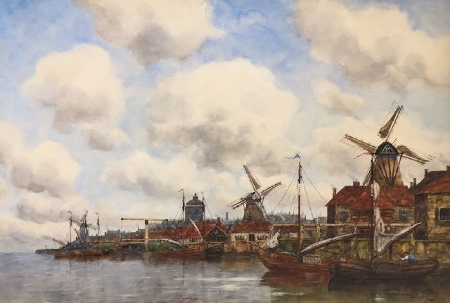 Hermanus Koekkoek jr. | A view of a town on a river, watercolour on paper, 50.9 x 75.8 cm, signed l.r. with pseudonym 'J. van Couver'