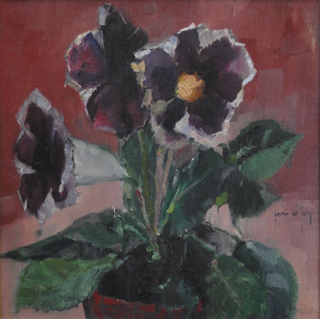 Jong G. de | Gloksinia in bloom, oil on canvas 30.5 x 30.2 cm, signed c.r.