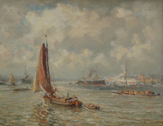 Evert Moll | A harbour view of Rotterdam, oil on canvas, 40.3 x 50.0 cm, signed l.r. and without frame