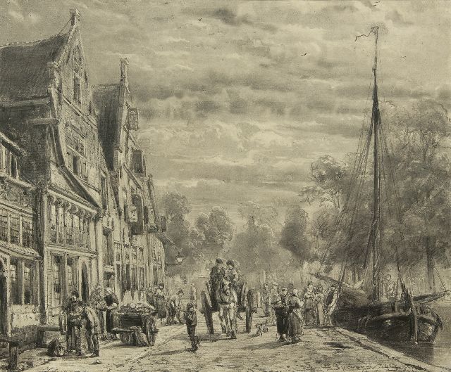 Springer C.  | The Biersluis te Hoorn, charcoal on paper 52.2 x 63.2 cm, signed l.r. and dated 14 Sept. 1874
