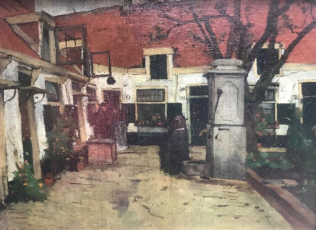 Jacob Ritsema | Het Hofje van Loo in Haarlem, olieverf op doek op paneel, 54,0 x 74,2 cm