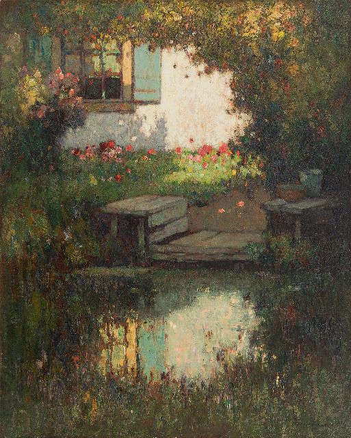 Knikker A.  | A summer garden, oil on canvas 50.5 x 40.7 cm, signed l.r.