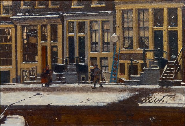 Willem Witsen | The Oude Waal in winter, Amsterdam, oil on panel, 30.3 x 44.3 cm, signed l.r. and painted ca. 1912