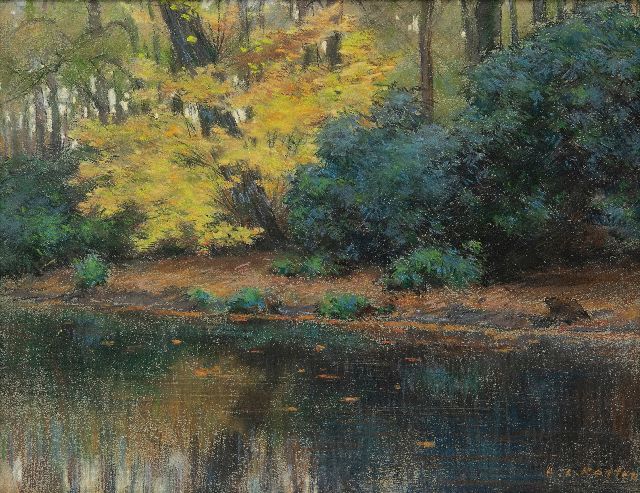 Anton Koster | Pond in park Groenendaal, Heemstede, pastel on paper, 23.1 x 29.8 cm, signed l.r.